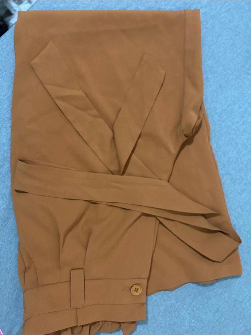 Amazon Women's Baggy Wide Leg Pants in Burnt Orange with belt